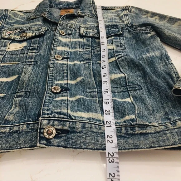 Vintage 2000 Paco Jeans Med Wash Mixed Distressed Denim Jacket Mens Size Small. - Picture 5 of 11